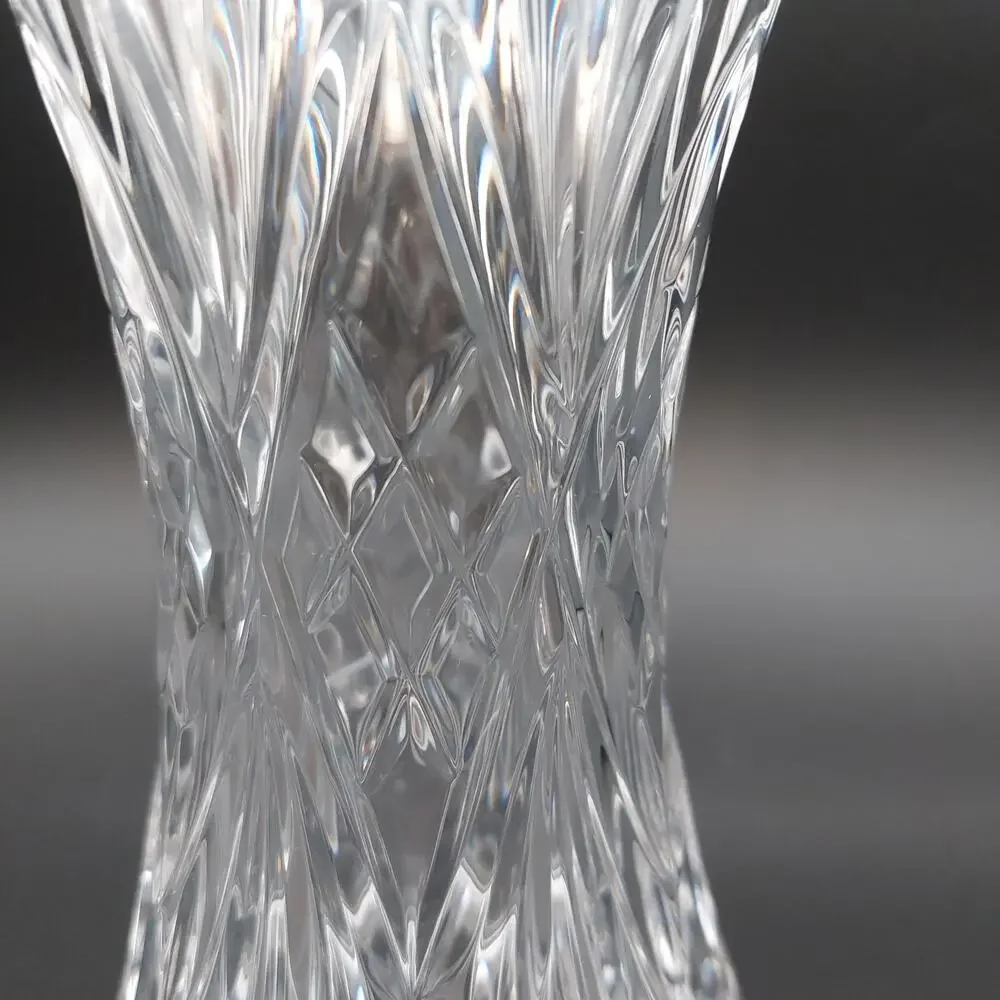 Galway Irish Crystal Vase Longford Pattern Hand Cut 24% Lead Hourglass Flared 8